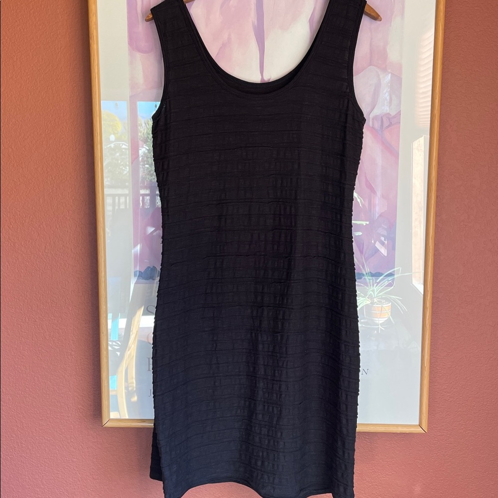 Toad & Co Black Textured Organic Cotton Tencel Tank Dress Zip Pocket, Size M
